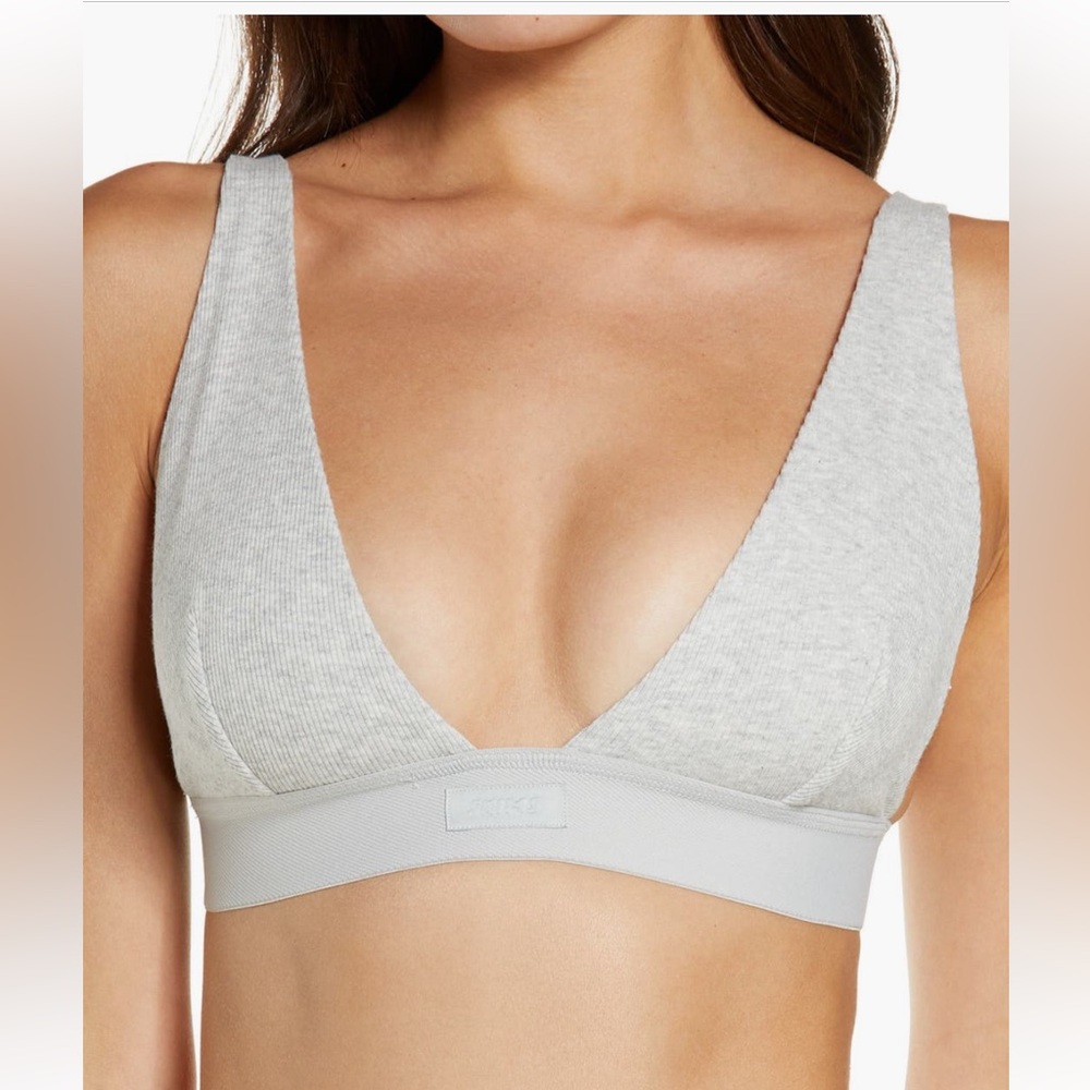 NWOT Skims stretch cotton rib plunge bralette Small